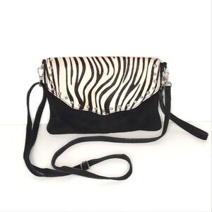 Sacha‎ Premium Collection Zebra Stripe Print Leather Crossbody Purse